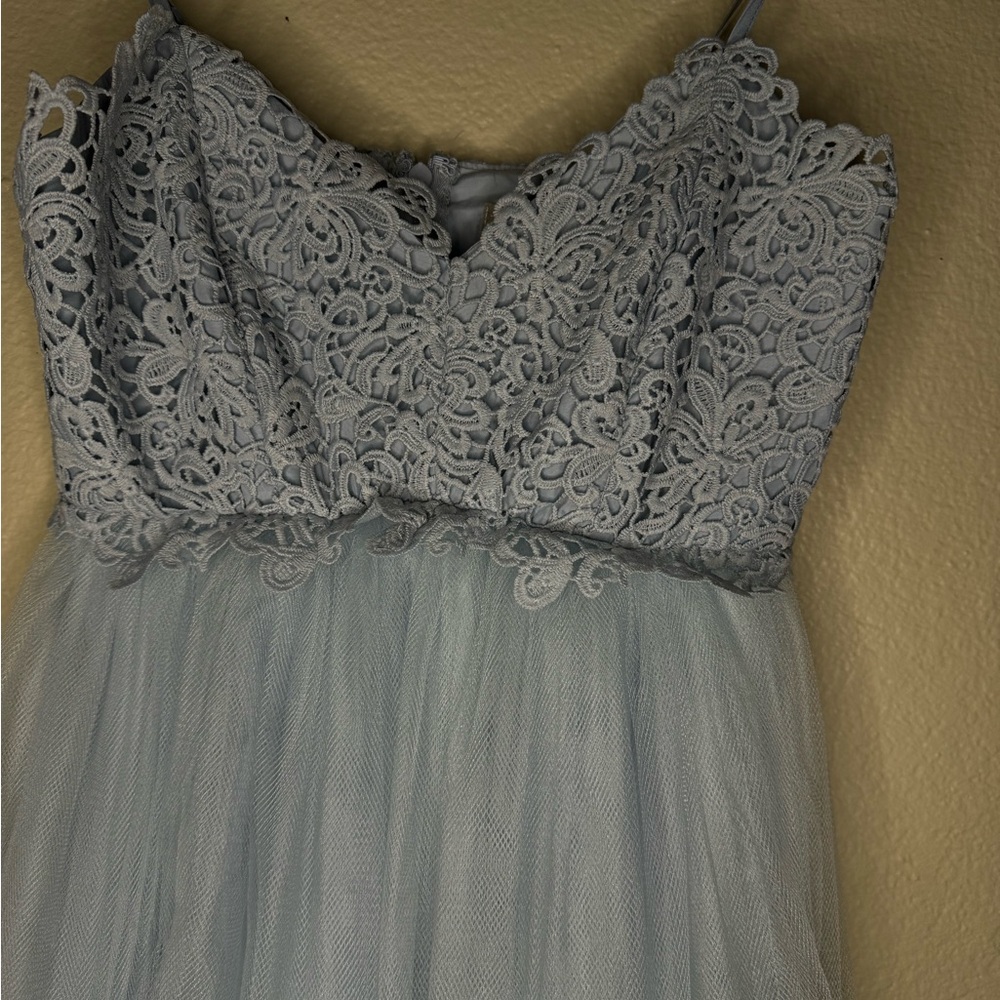ASOS Blue Lace Bodice Tulle Midi Dress – Size 2 Elegant Formal Occasion - Picture 3 of 6